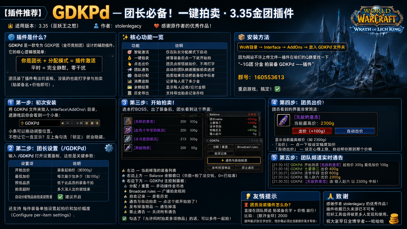 【插件推荐】GDKPd — 团长必备！一键拍卖·3.35金团插件